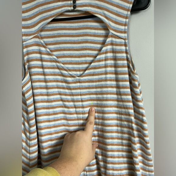 American Eagle Open Back Swing Tank T-Shirt Sleeveless Striped Dress Size Small - Picture 3 of 8